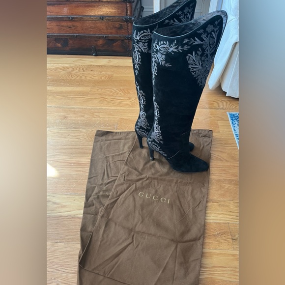 VINTAGE GUCCI Black Suede boots SIZE 39 C - Picture 2 of 6